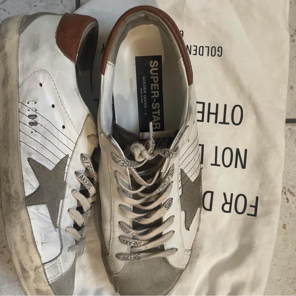 Golden Goose Men's Superstar Sneakers - White and Brown Accents